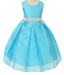 Girls  Silk/Silk/Shantung Sleeveless Tea Length Pageant Dress/Prom Dress  With a Sash  and Pearls
