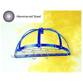 Rogar Hammered Steel Half Dome Pot Rack with Grid 22-in.