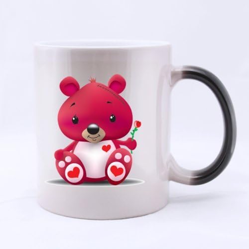 Cute Cartoon Pink Bear Home/Office Mug 11 Ounces Heat Sensitive Color Changing Mug - Great Gift Idea