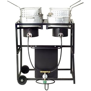 King Kooker KKDFF30T 30-Inch Dual-Burner Outdoor Propane Frying Cart