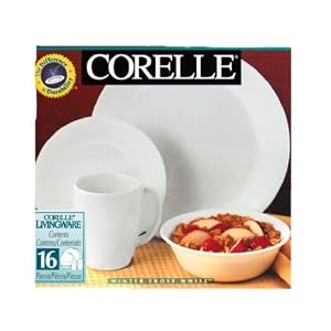 Corelle Livingware Dinnerware 16 Pc Set Winter Frost Wht by