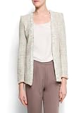 Mango Women's Frayed Trimming Bouclé Blazer, Mentol, L