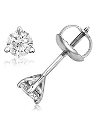14k White Gold Round Diamond Stud Earrings (HI, I2-I3, 0.33 carat)