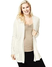 Plus Open Front Studded Cardigan with Linen