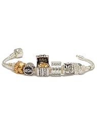 Ultimate Lucky Charms Size 8 Inch Bracelet - Silver Plated Bracelet + Six Charms - Stack of Gold & Silver Plated Coins Charms, Money Bag Charm, Las Vegas Chip Charm, Lucky 7 Slot Machine and Treasure Chest Charm - Size 8 Bracelet