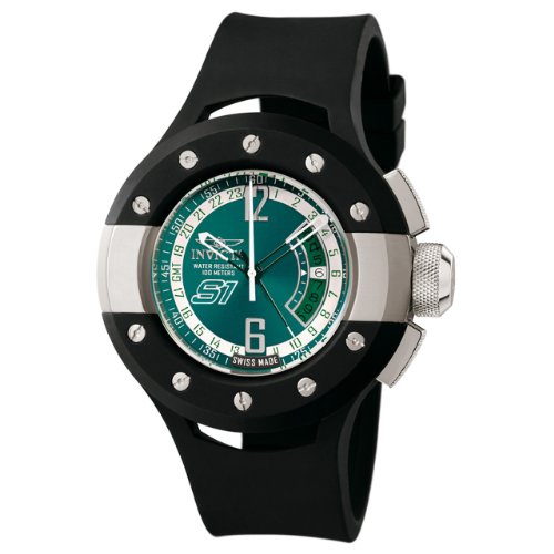 Invicta Men's 6846 S1 Collection GMT Aqua Enamel Dial Black Polyurethane Watch