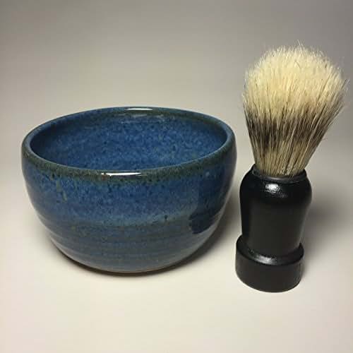Handmade Blue Pottery Shaving Bowl for Men Handmade