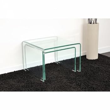 2 tables basses gigognes en verre transparent OTTA