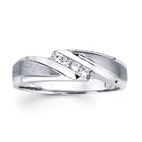 14K Diamond Wedding Band For Women White Gold Princess Cut Ring (0.18ctw GH, SI1)