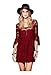 CA Fashion Women's Twinset Square Neck 3/4 Sleeve Lace Dress Lining Include