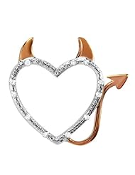 0.10 Carat (ctw) Sterling Silver Round Diamond Rose Gold Plating Devil Heart Ladies Pendant 1/10 CT