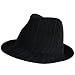 New NEW Black Pinstripe Fedora Trilby Belt Gangster Hat Cap Medium / Large