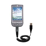Coiled Power Hot Sync and Charge USB Data Cable w/ Tip Exchange for the i-Mate PDA-N PPC - Gomadic Brand