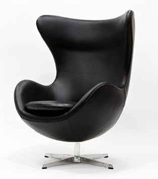 Arne Jacobsen style Egg Chair in Aniline Leather, Black,designer seating