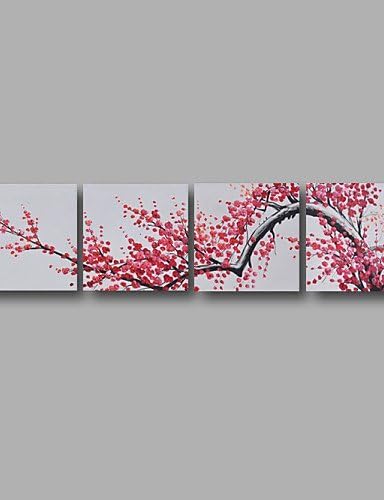 Stretched (ready to hang) Hand-painted Oil Painting 80"x20" Canvas Wall Art Modern Flowers Pink Blossom