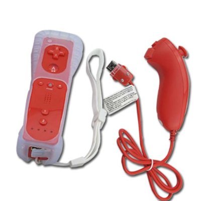 Red Nunchuck and Remote Controller Set for Nintendo Wii