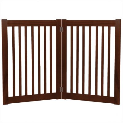 Two 32 Panel Free Standing Pet Gate in Mahogany