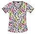 Cherokee V-Neck Stretch Poplin Top Cotton/Spandex Binding Scrub Tops Women, Take Leave; L