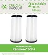 2 Kenmore DCF-5 Washable Allergen Filtration HEPA Filters; Fits All Kenmore Quick Clean Models including K37000, 3900; Replaces Kenmore DCF5 Part # 618683, 02080011000, 02039000000; Designed and Engineered by Crucial Vacuum