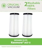 2 Kenmore DCF-5 Washable Allergen Filtration HEPA Filters; Fits All Kenmore Quick Clean Models including K37000, 3900; Replaces Kenmore DCF5 Part # 618683, 02080011000, 02039000000; Designed and Engineered by Crucial Vacuum