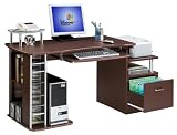 Deluxe Multi-Purpose File Cabinet Computer Desk Chocolate