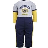 Nike Michigan Wolverines Ash & Navy Blue Infant Creeper Set