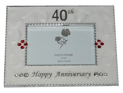 40th Ruby Wedding Anniversary Pearl & Diamond Effect Photo