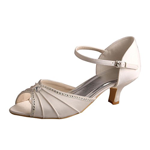 Custom Handmade Open Toe 2' inch Mid-heel Mary Janes Wedding Party Sandals (6.5, Ivory)