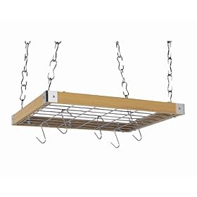 Buy Concept Housewares PR-40293 Hardwood Square Hanging Pot Rack, Natural