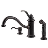 Marielle Three Hole Kitchen Faucet with Side Spray and Soap Dispenser Finish: Tuscan Bronze