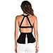 May&Maya Women's Black Open Back with Cut Out Detail Peplum Waist Crop Top