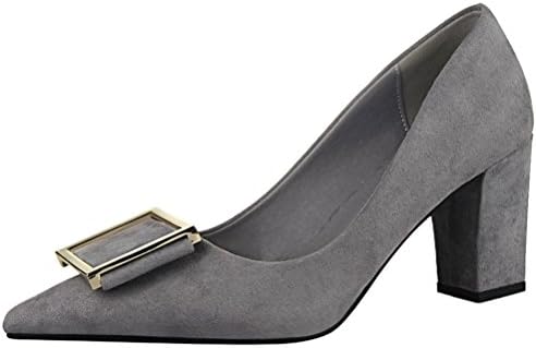 Vusum Women's Block Mid High Heel Pumps Shoes Grey US Size 7.5