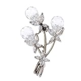 Flower Bouquet Briolette Clear Crystal C.Z. Diamond Silver Pin