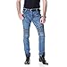 Feinste Men's Slim Zipper Biker Jeans Moto Denim Pants(32W,Blue)