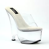 BEAU 6 1/2 Inch Sexy High Heel Wedge Shoes Clear Platform Clear Strap Pleaser