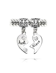 Bling Jewelry Aunt and Niece 925 Silver Heart Dangle Charm Pandora Compatible