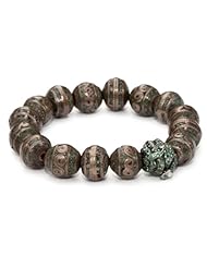 Borgioni Snake Ball Bead, Inlaid Brass and Turquoise-Color Beaded Bracelet