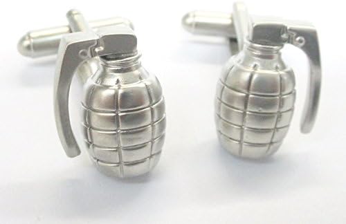 3D Silver Grenade Cufflinks Military Cuff Links Army Gemelos Tailor B 011050-1