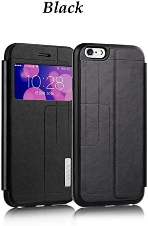 Vouni® For Apple iPhone 6 Plus &amp; iPhone 6S Plus Case Flip Leather Wallet View Window Hard Skin Cover (Black)