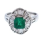 Almaz Platinum Emerald & Diamond Ring 1.09ct