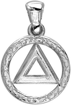 Small AA Sobriety Charm with Tribal Designs in Sterling Silver