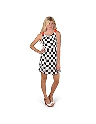 Junior Checkered Print Polyester Scoop Neck Sleeveless  Dress
