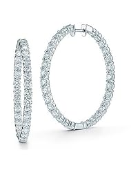 4.00 Ct. TW Large Round Diamond Inside/Outside Hoop Earrings in 14 kt. Clip Mounts