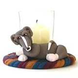 Whippet Cozy Up Votive-Grey and White