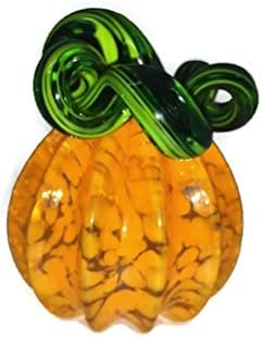The Glass Forge Handblown Mini Speckled Yellow Pumpkin Figurine