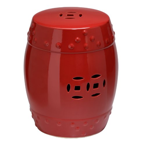 Red Classic Prosperity Ceramic Garden Seat Stool