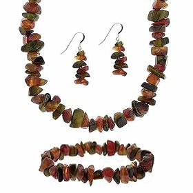 Sterling Silver Genuine Tiger Eye Carnelian stone Chip Earrings Bracelet Necklace Jewelry... by 