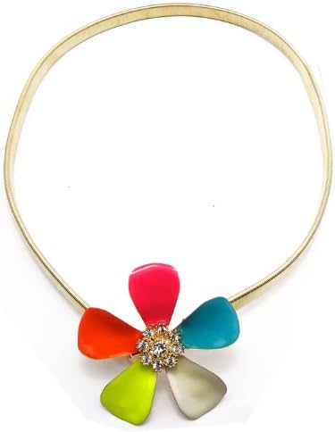 Ladies Fashion Stretch Snake Chain Enamel Petal Rhinestone Flower Waist Chain(WP-F248)