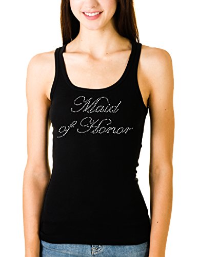 Maid of Honor Tank on Extra-Long Black Tank Top by Bella