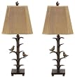 Birds on a Branch, Antique Bronze Finished, Tabletop Lamps (Set of 2)